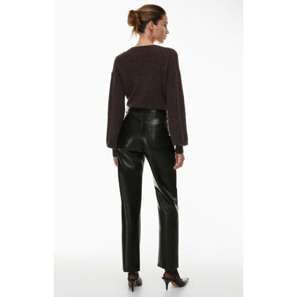 Aritzia Pants Size 4 Wilfred The Melina Pant Black Faux Leather Straight Grunge - Picture 3 of 12